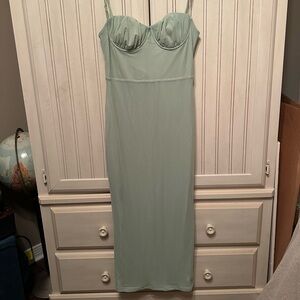 Long Island Green midi mesh dress